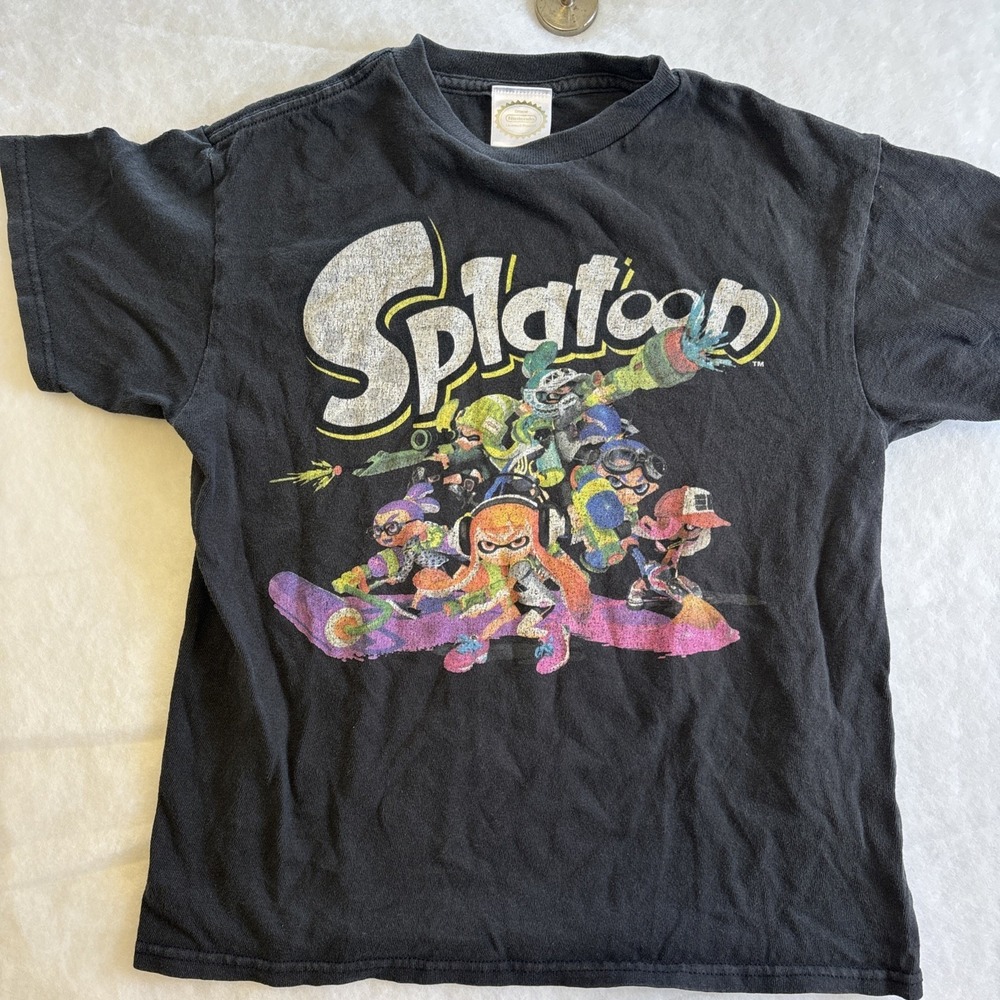 New Nintendo Splatoon Characters Youth Small Faded Black‎ T-shirt